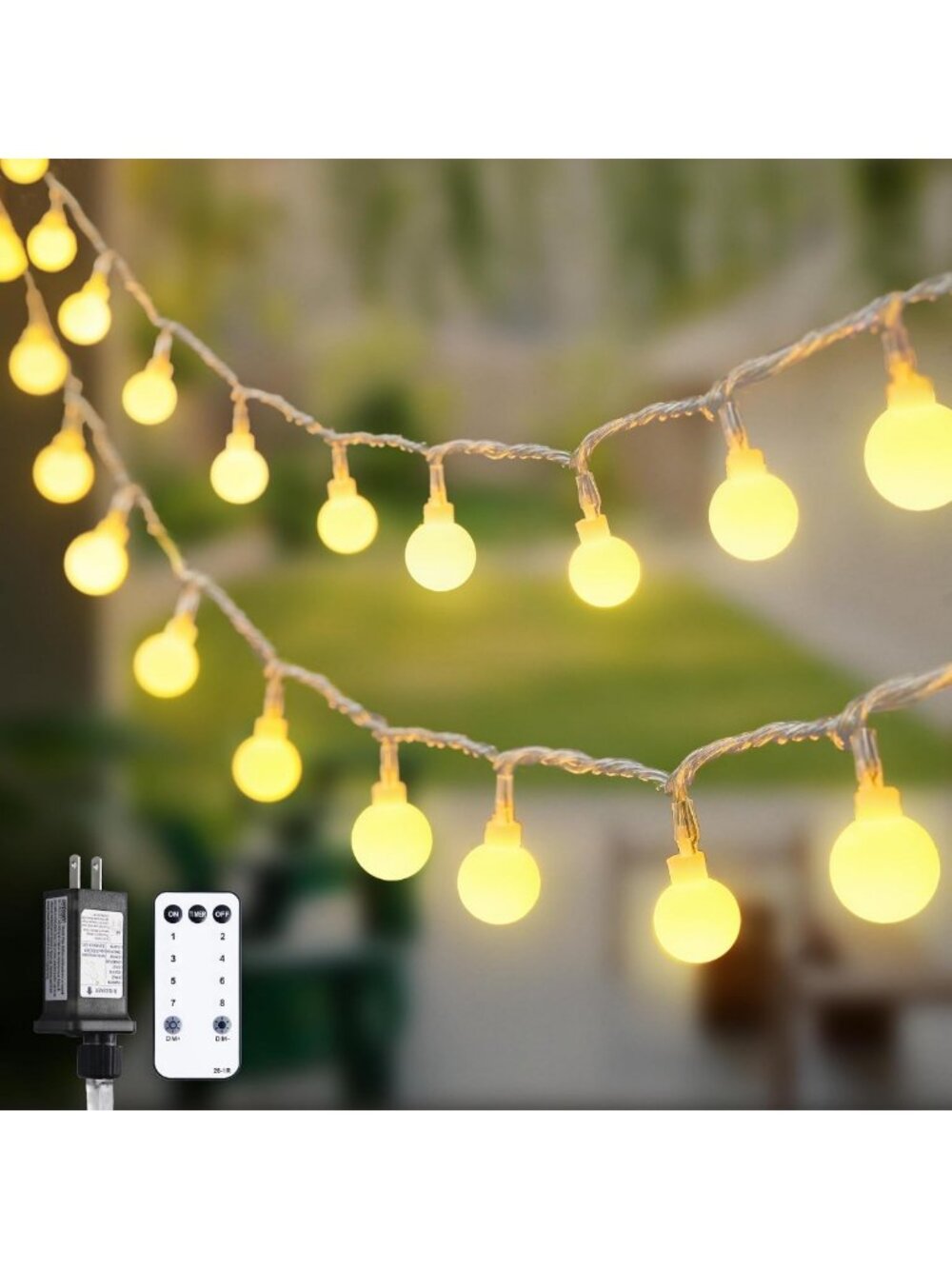 100ft Waterproof Warm White Globe String Lights with Remote for Indoor & Outdoor
